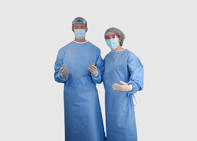 De blauwe Toga van de Kleuren Medische Beschermende Kleding met Banden op Hals/Taille